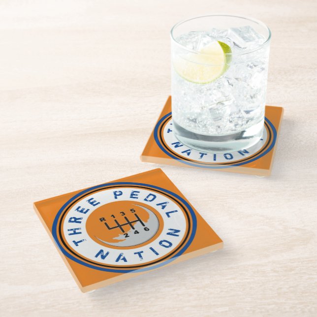 THREE PEDAL NATION GLASS COASTER (Angled)