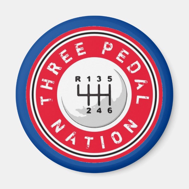 THREE PEDAL NATION Magnet (Front)