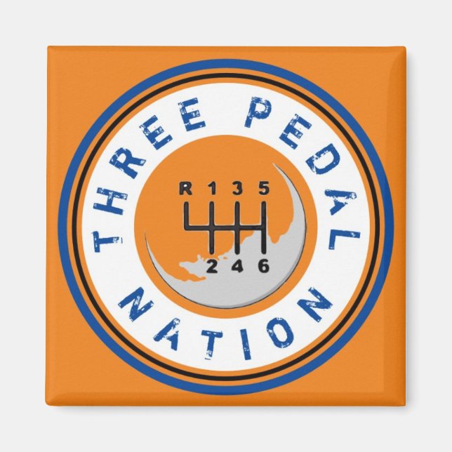 THREE PEDAL NATION Magnet (Front)