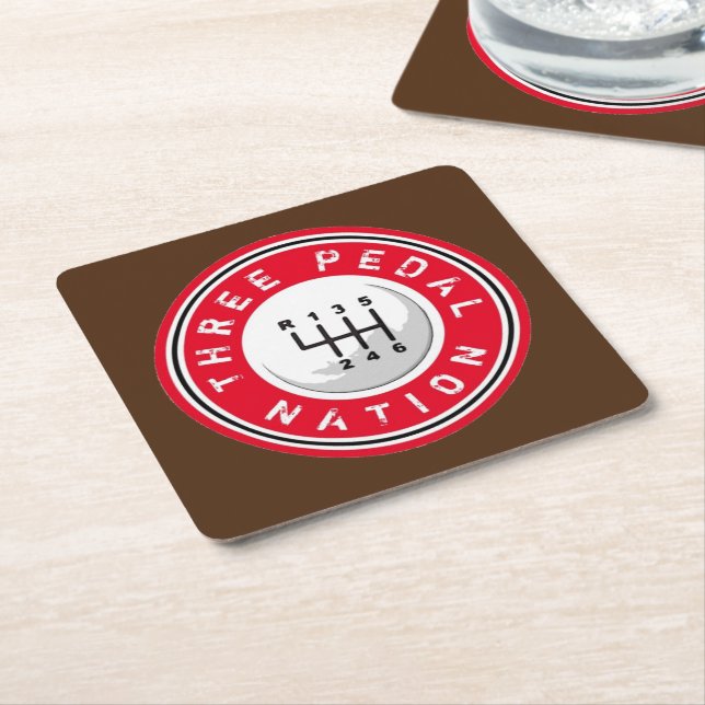 THREE PEDAL NATION SQUARE PAPER COASTER (Angled)