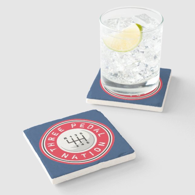 THREE PEDAL NATION Stone Coaster (Side)
