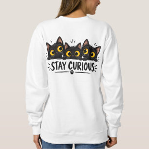 Three Peeking Black Cats Big Yellow Eyes Sweatshirt
