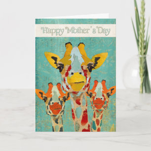 Three Peeking Giraffes Mother's Day  Card