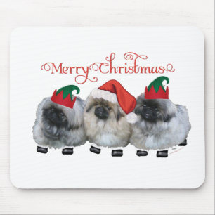 Three Pekingese Puppies Christmas Mouse Mat