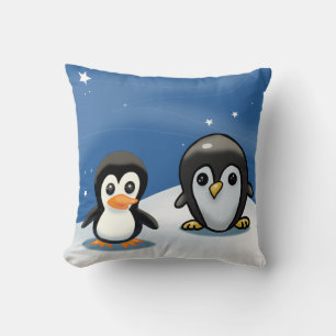 Three Penguins Throw Pillow