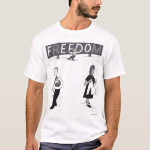 Three People Taking Individual Letters from a Sign T-Shirt