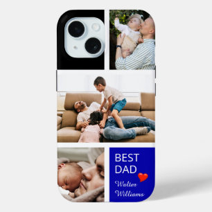 Three Personal Photos personalize Best Dad iPhone 15 Case
