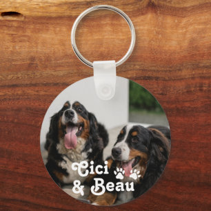 THREE Personalised Pets Photo Dog Paws Keychain