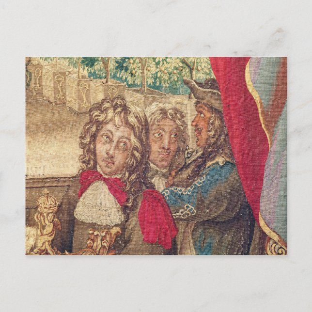 Three persons, from the Month of January Postcard (Front)
