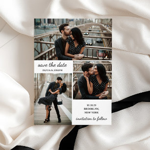 Three Photo and Modern Script Wedding Save The Date