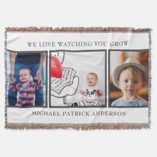 Three Photo Baby Child's Cotton Throw Blanket