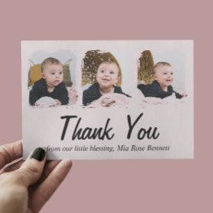 Three Photo Baby Shower Thank You Card