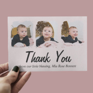 Three Photo Baby Shower Thank You Card