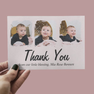Three Photo Baby Shower Thank You Card