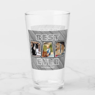 Three Photo Best Dad Ever Custom Name Glass