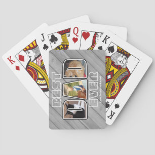 Three Photo Best Dad Ever Custom Name Playing Card
