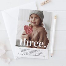 Three Photo Birthday Invitation
