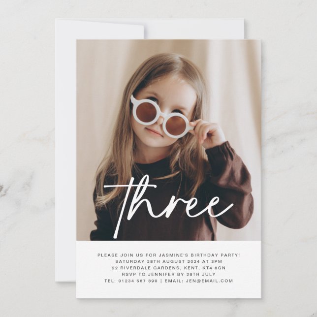 Three Photo Birthday Invitation  (Front)