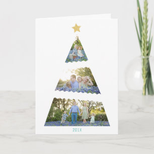 Three Photo Christmas Tree Modern Holiday Greeting
