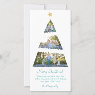 Three Photo Christmas Tree Skinny Holiday Card
