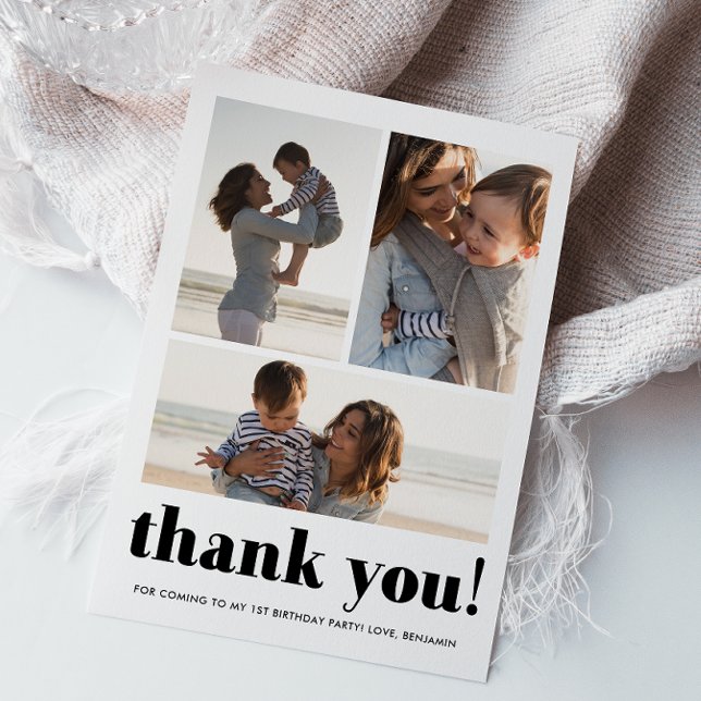 Three Photo Collage Birthday Party Thank You Card (Creator Uploaded)
