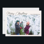 Three Photo Collage Black Script Merry Christmas Holiday Card<br><div class="desc">This simple and modern double-sided Merry Christmas holiday card features a template for three photos plus fully editable text in black so you can choose your favourite greeting.</div>