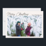 Three Photo Collage Black Script Merry Christmas Holiday Card<br><div class="desc">This simple and modern double-sided Merry Christmas holiday card features a template for three photos plus fully editable text in black so you can choose your favourite greeting.</div>