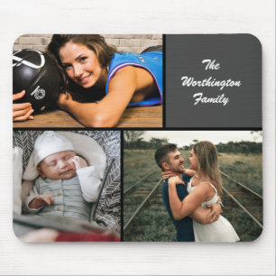 Three Photo Collage Custom Mouse Mat