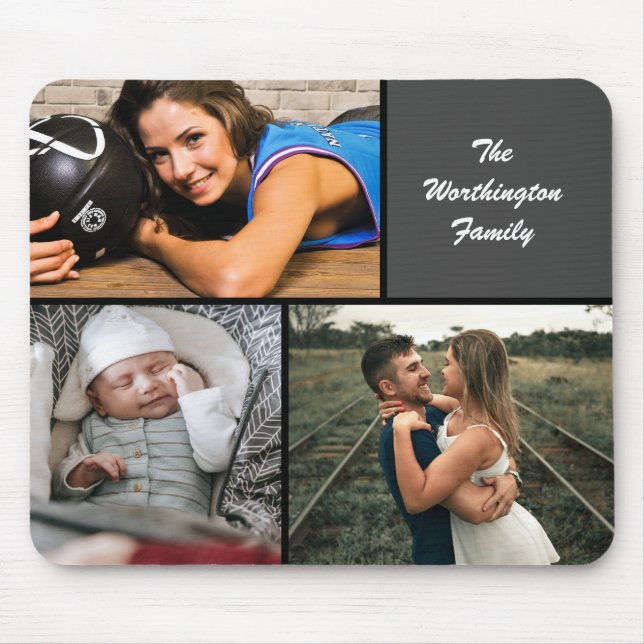 Three Photo Collage Custom Mouse Mat (Front)