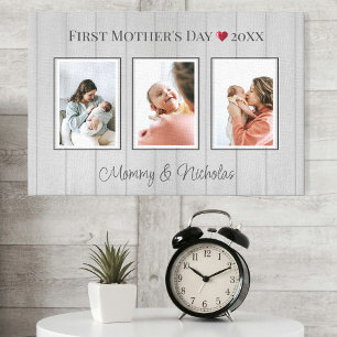 Three Photo Collage First Mothers Day Canvas Print