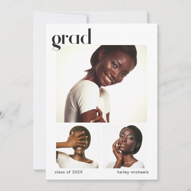 Three Photo Collage Graduation Party Invitation (Front)