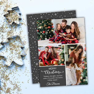 Three photo collage modern cute simple Christmas Holiday Card