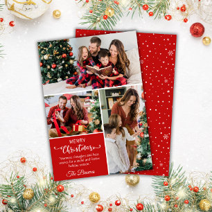 Three photo collage modern cute simple Christmas Holiday Card