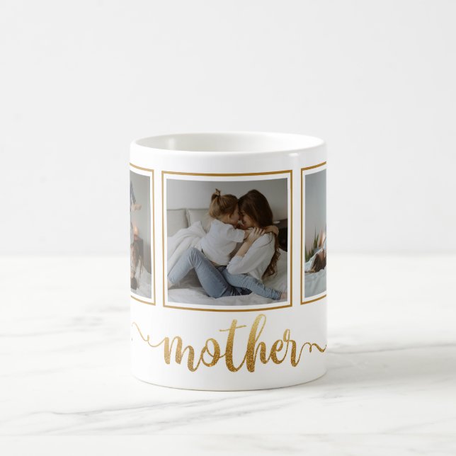 Three Photo Collage Mother's Day Gift Mug (Center)