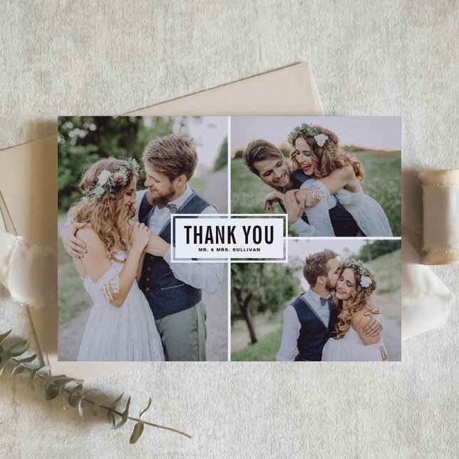 Three Photo Collage Wedding Thank You Card (Creator Uploaded)