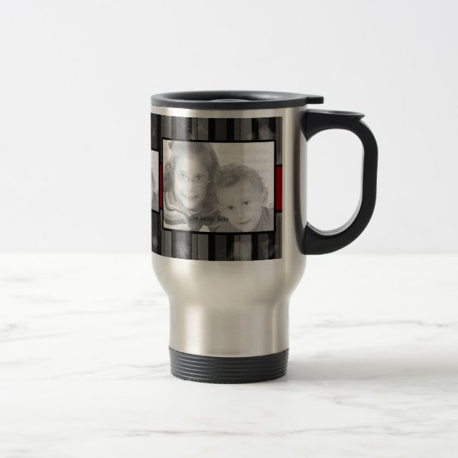 Three Photo Custom Mug Design with Grey Stripes (Right)