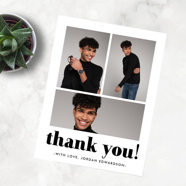 Three Photo Graduation Thank You Postcard (Creator Uploaded)