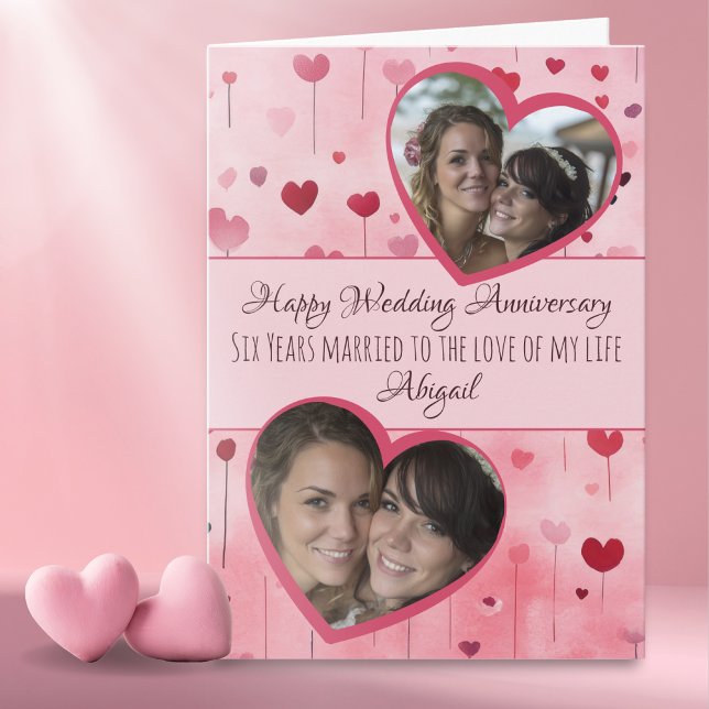 Three Photo Hearts Wedding Anniversary Card (Creator Uploaded)