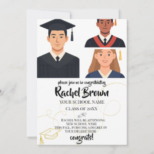 Three Photo Line Art Graduation Announcement