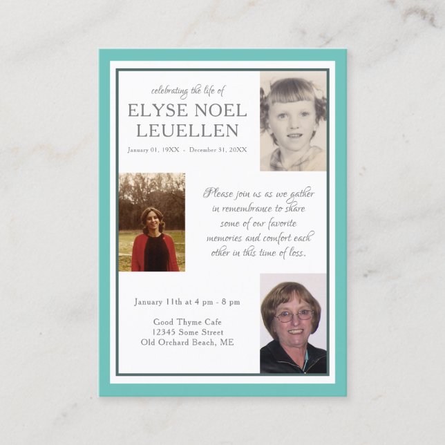 three photo memorial cards (Front)