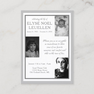 three photo memorial cards