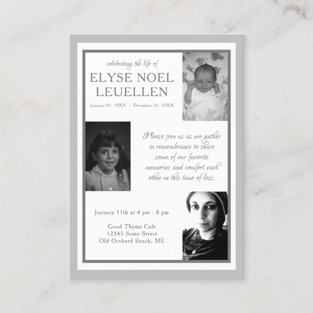 three photo memorial cards (Front)