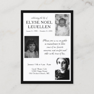 three photo memorial cards