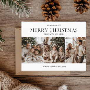 Three Photo Merry Christmas and Happy New Year  Postcard