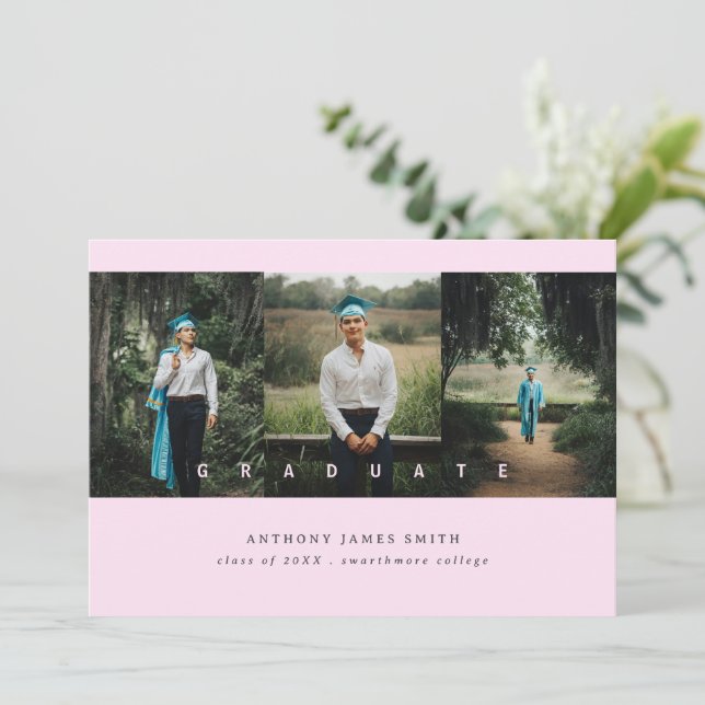 three photo minimalistic elegant announcement (Standing Front)