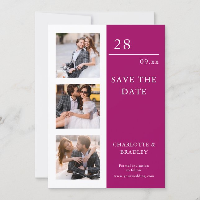 Three Photo Modern Save The Date (Front)
