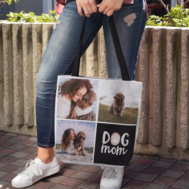 Three Photo Pawprint Dog Mum Tote Bag (Creator Uploaded)