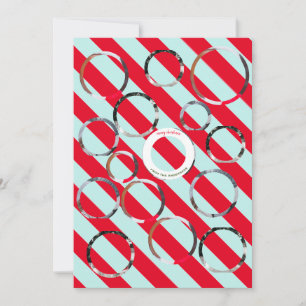 Three Photo Personalised Blue Stripe Fab Christmas Invitation