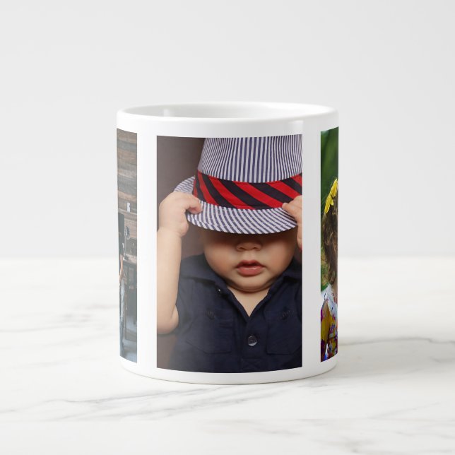 Three Photo Personalised Custom Large Coffee Mug (Front)