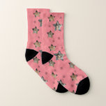 Three Photo Pet Star Pattern Socks<br><div class="desc">Fun star pattern socks with three photo option. The socks are intended for pet photos,  but you can add any family photos! Great unique photo gift.</div>